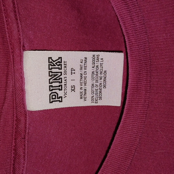 Pink Victoria Secret pocketed tee size xs pink on back and on pocket love - Picture 3 of 8